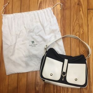 Black canvas & white leather Kate Spade purse